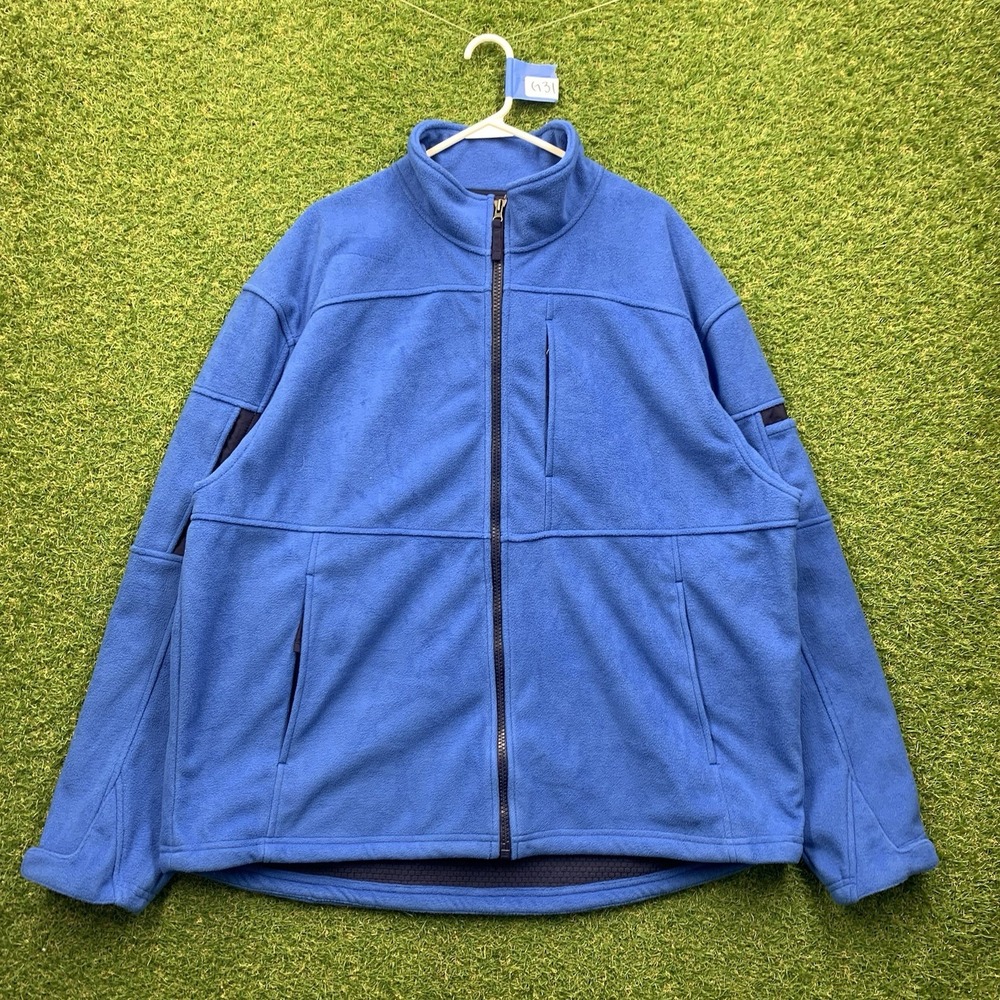 DULUTH TRADING Shoreman's Fleece Jacket Mens 2XL XXL Blue Gridlock Zip Up NWT